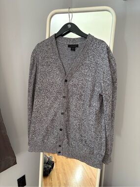 Gray Men's V-Neck Button Cardigan Sweater